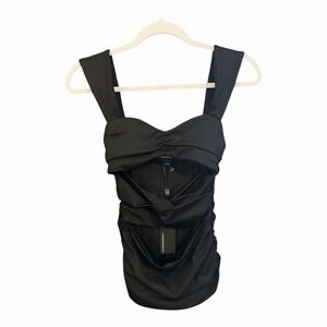 LAMARQUE Black Cutout Ruched Swim Top NWT‎ Bustier Bikini Top Minimalist Luxury